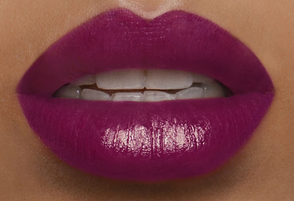 Lips with lipstick color wine, burgundy color  